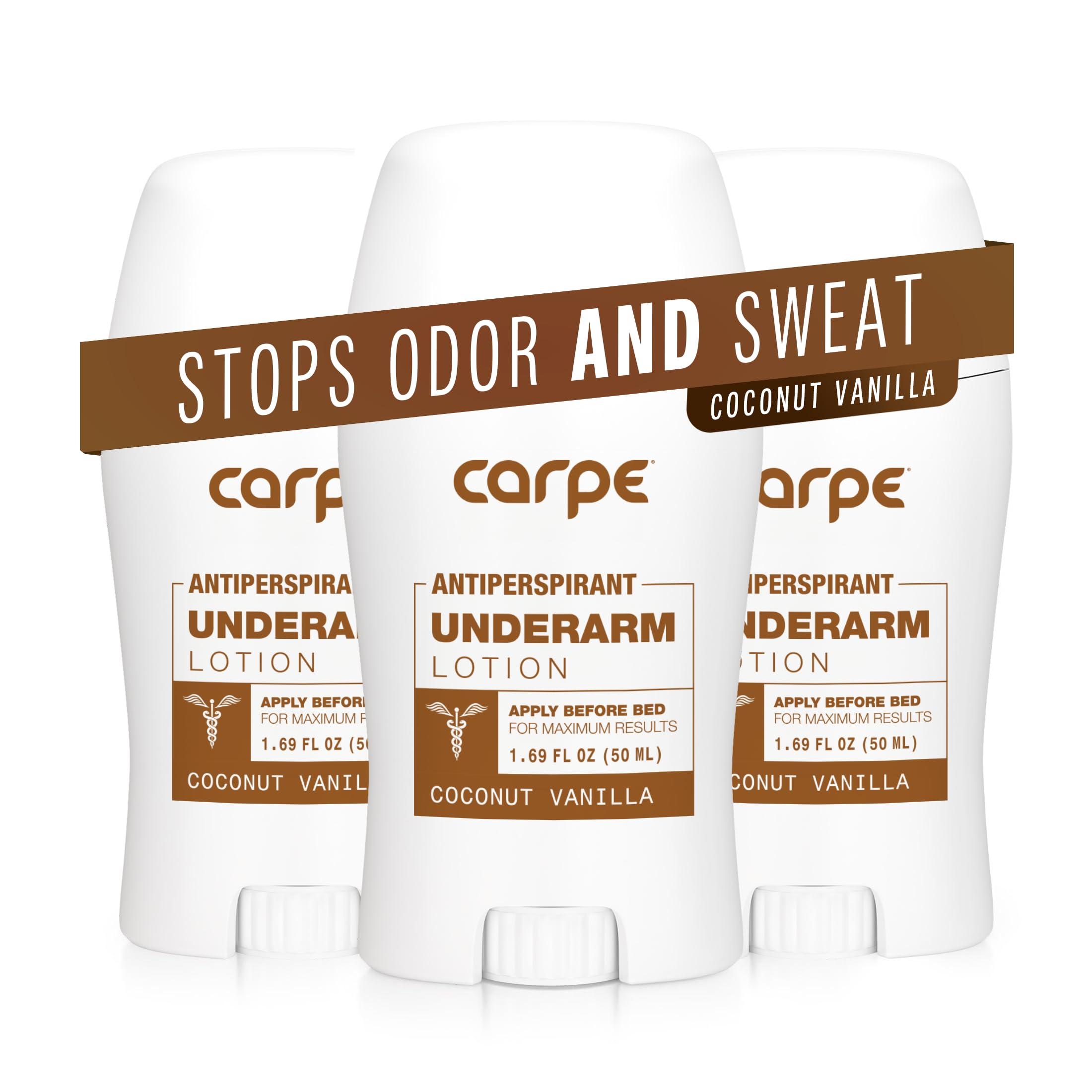 Carpe underarm antiperspirant bottle with quick-dry formula.