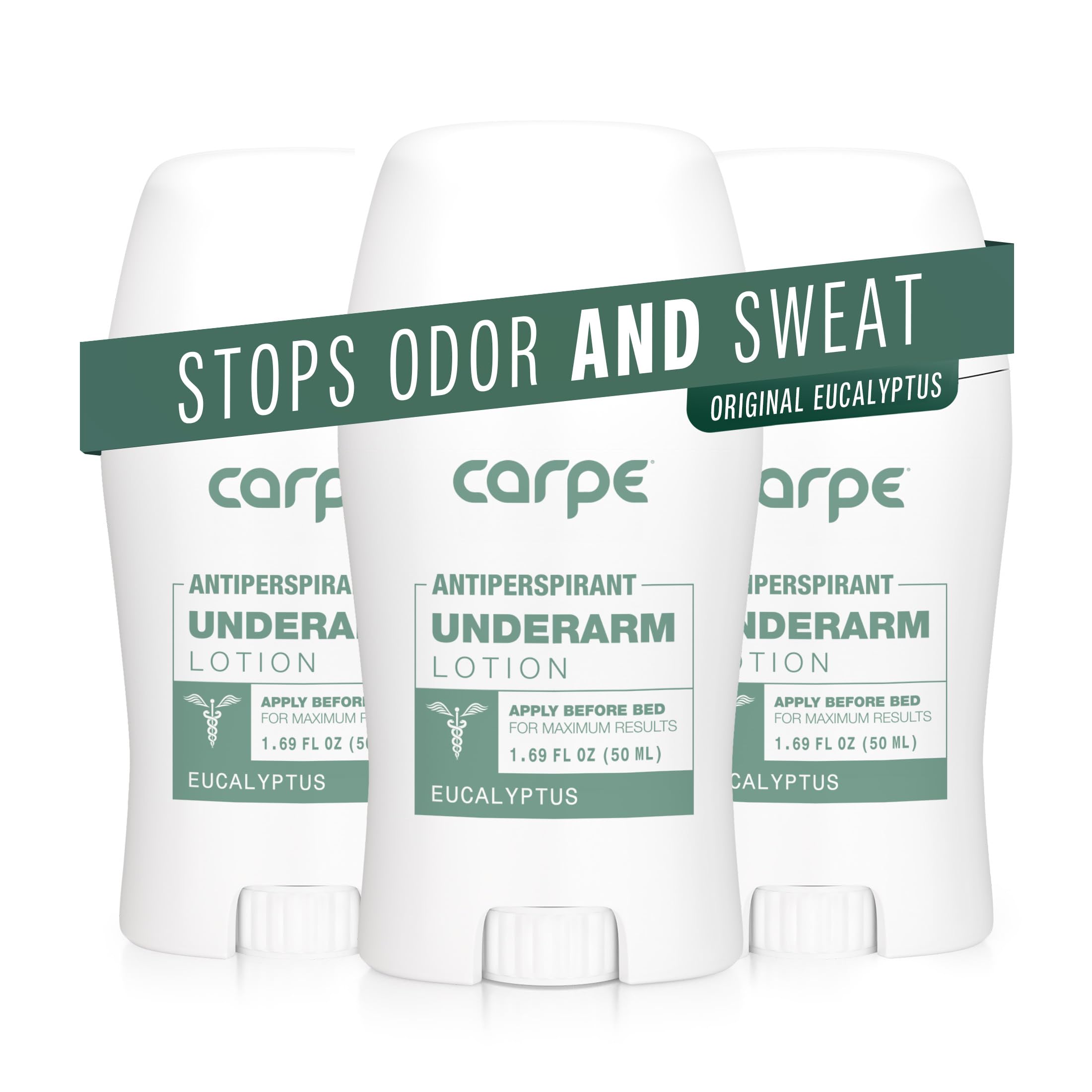 Carpe underarm antiperspirant bottle with pack3 for long-lasting freshness.