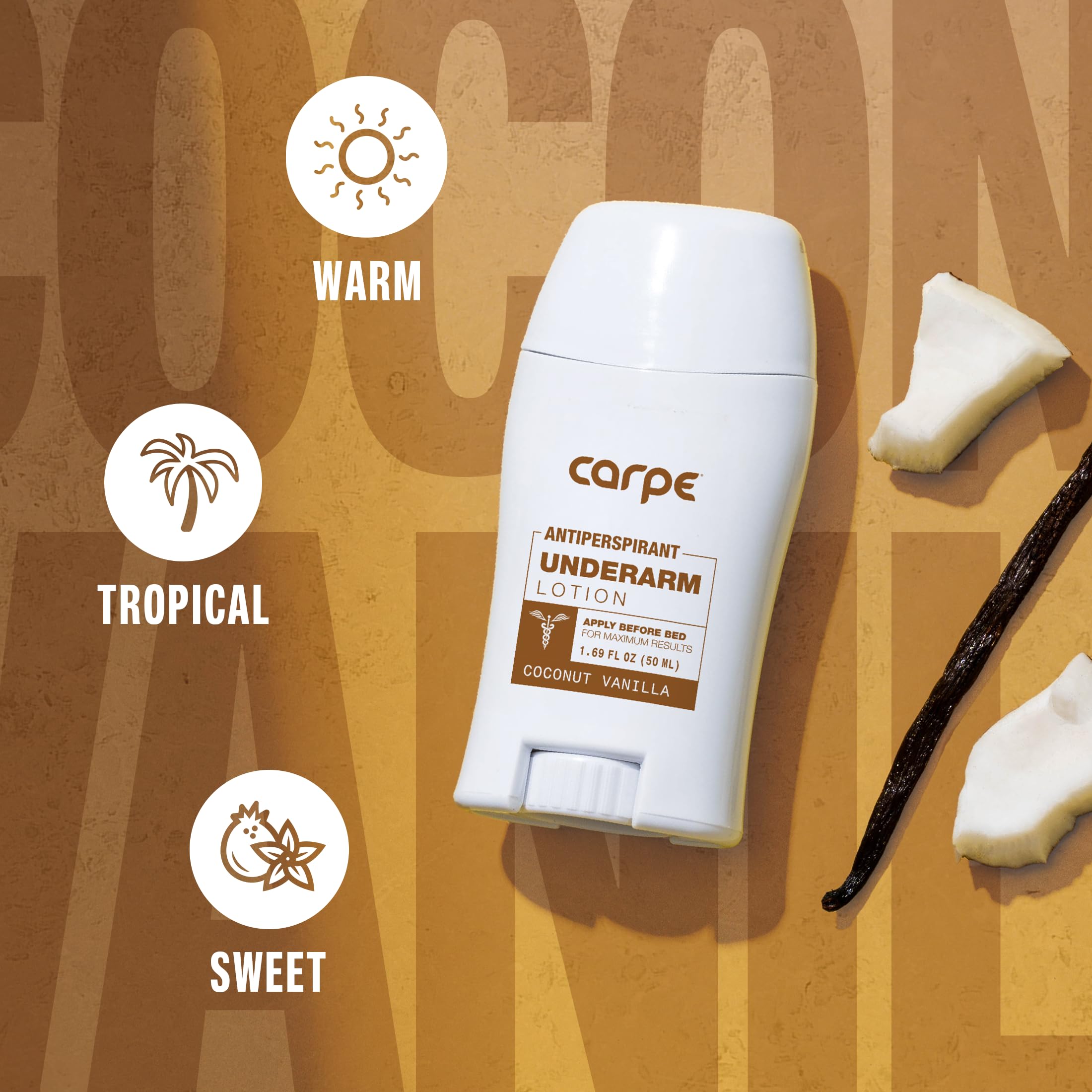 Carpe underarm lotion application after shower shows gentle, skin-soothing care.