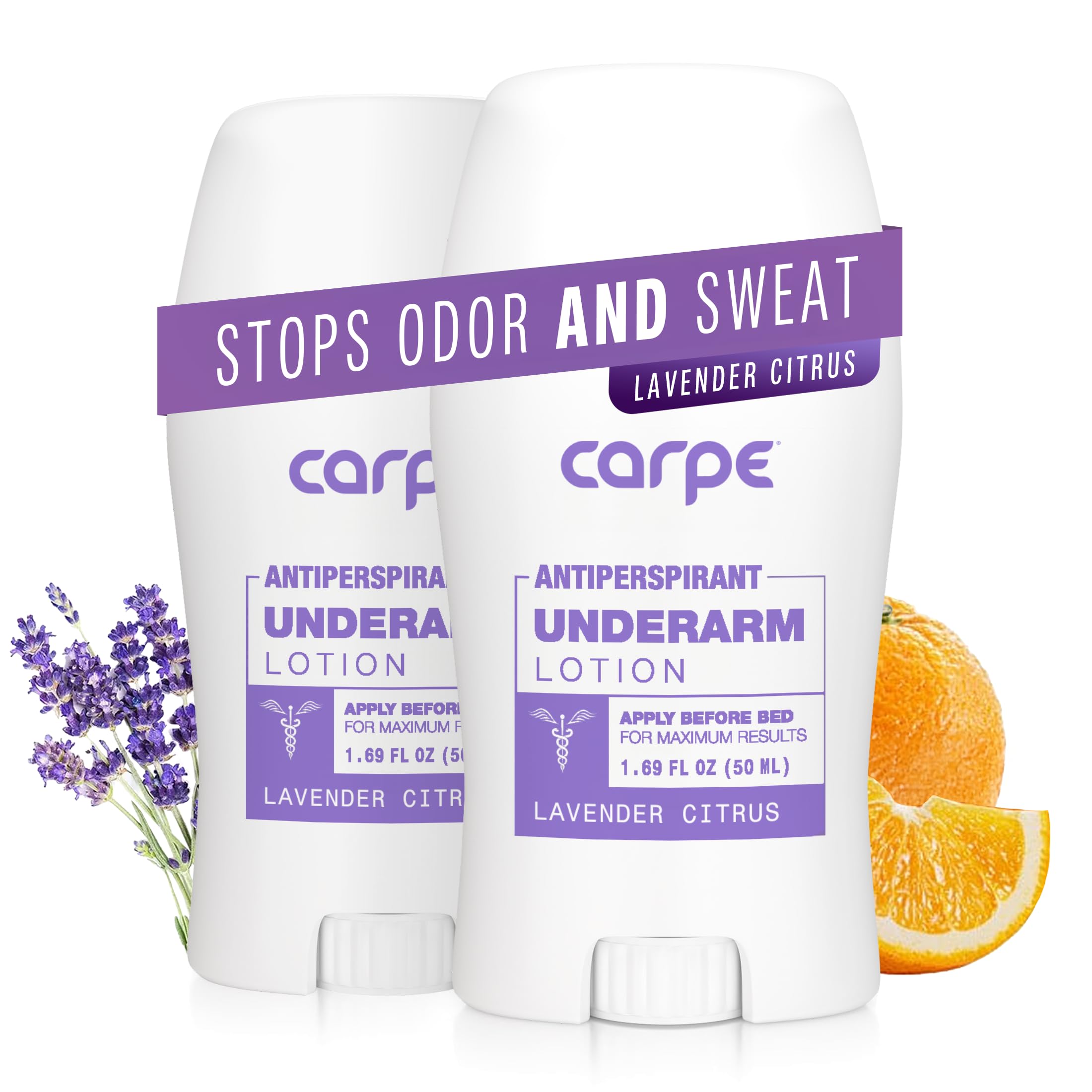 Carpe underarm lotion application closeup demonstrates smooth, quick-drying odor control.