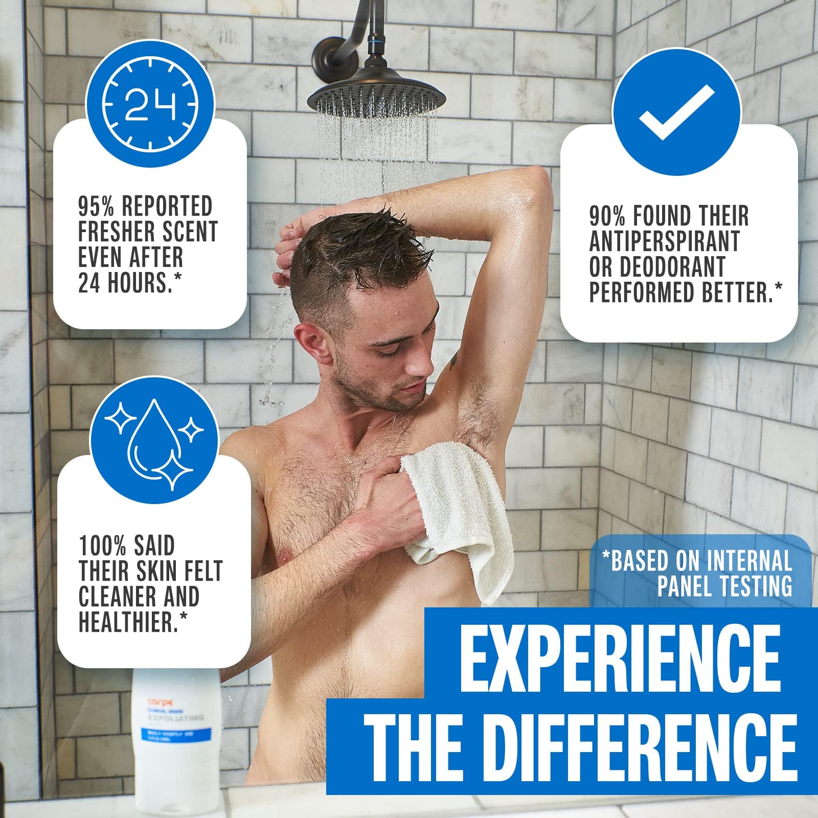 Carpe Underarm Scrub mint foam lather demonstrates refreshing cleanse and odor protection