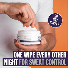 Carpe Underarm Wipes night-application demonstrating nighttime use before bed.
