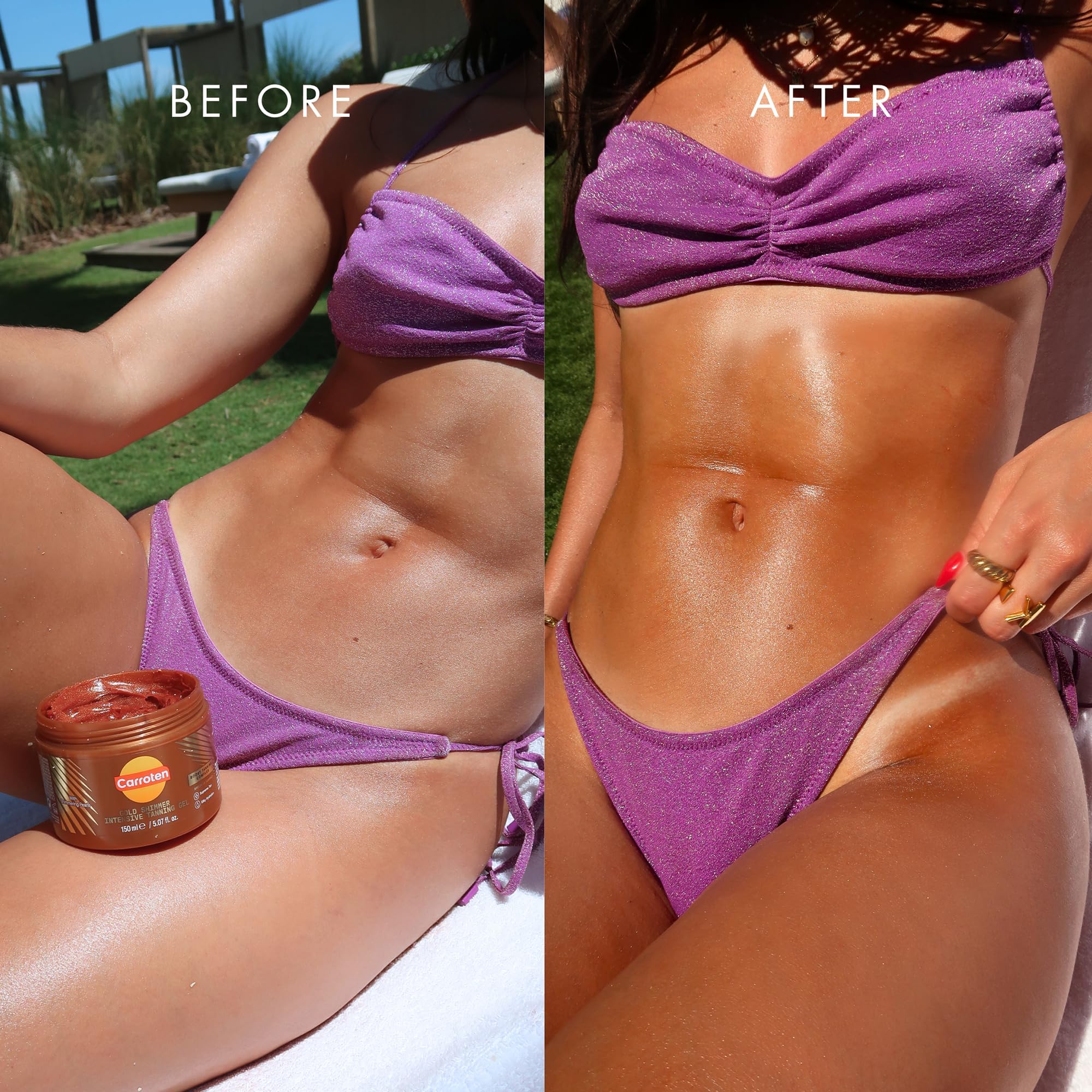 Carroten Gold Shimmer Tanning Gel spatula for precise, mess-free application.