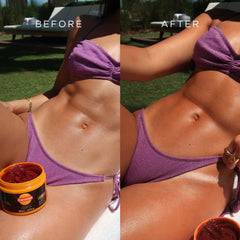Carroten tanning gel being spread on skin for even application.