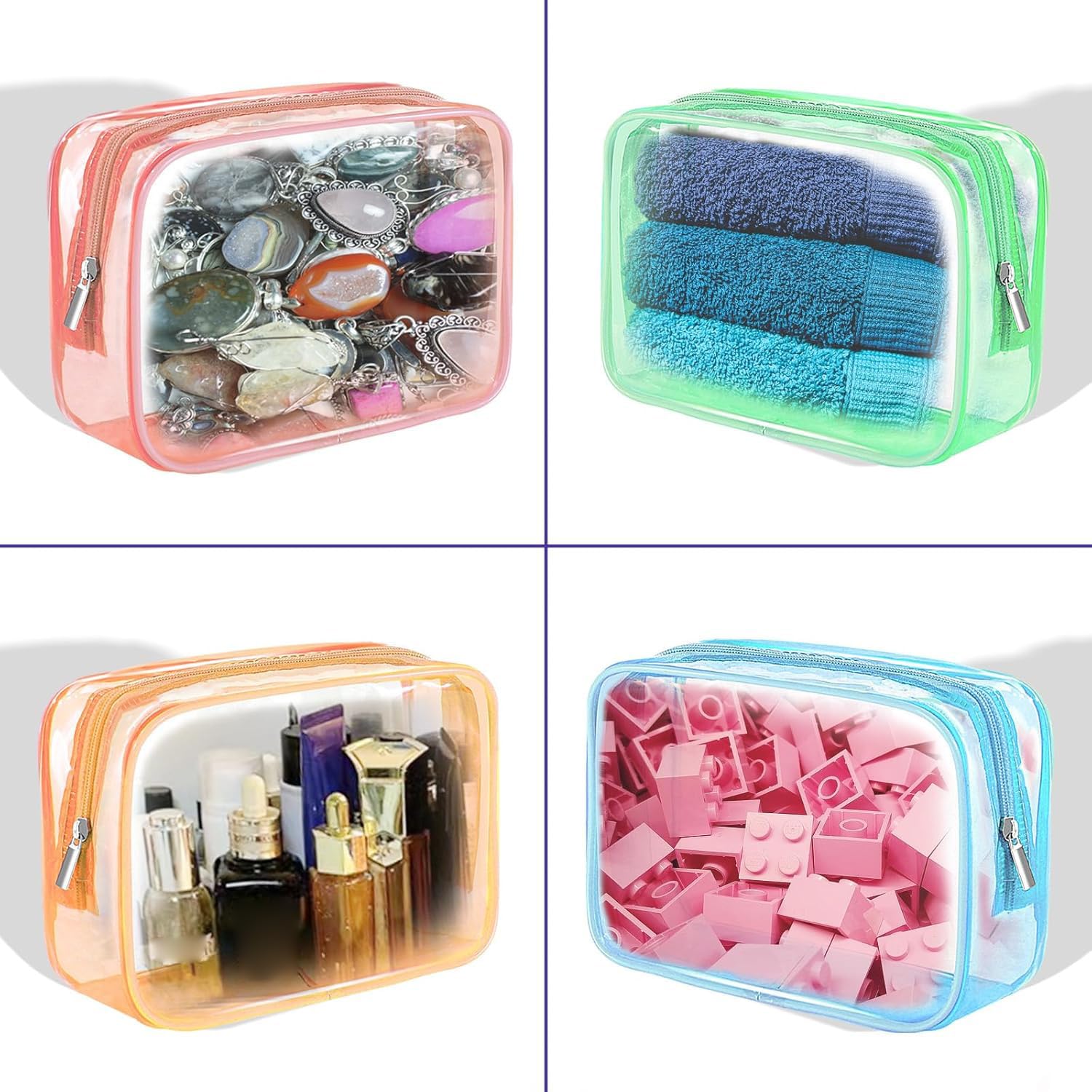 CarryEpic clear makeup bag blue see through pouch boosts visibility during security checks.