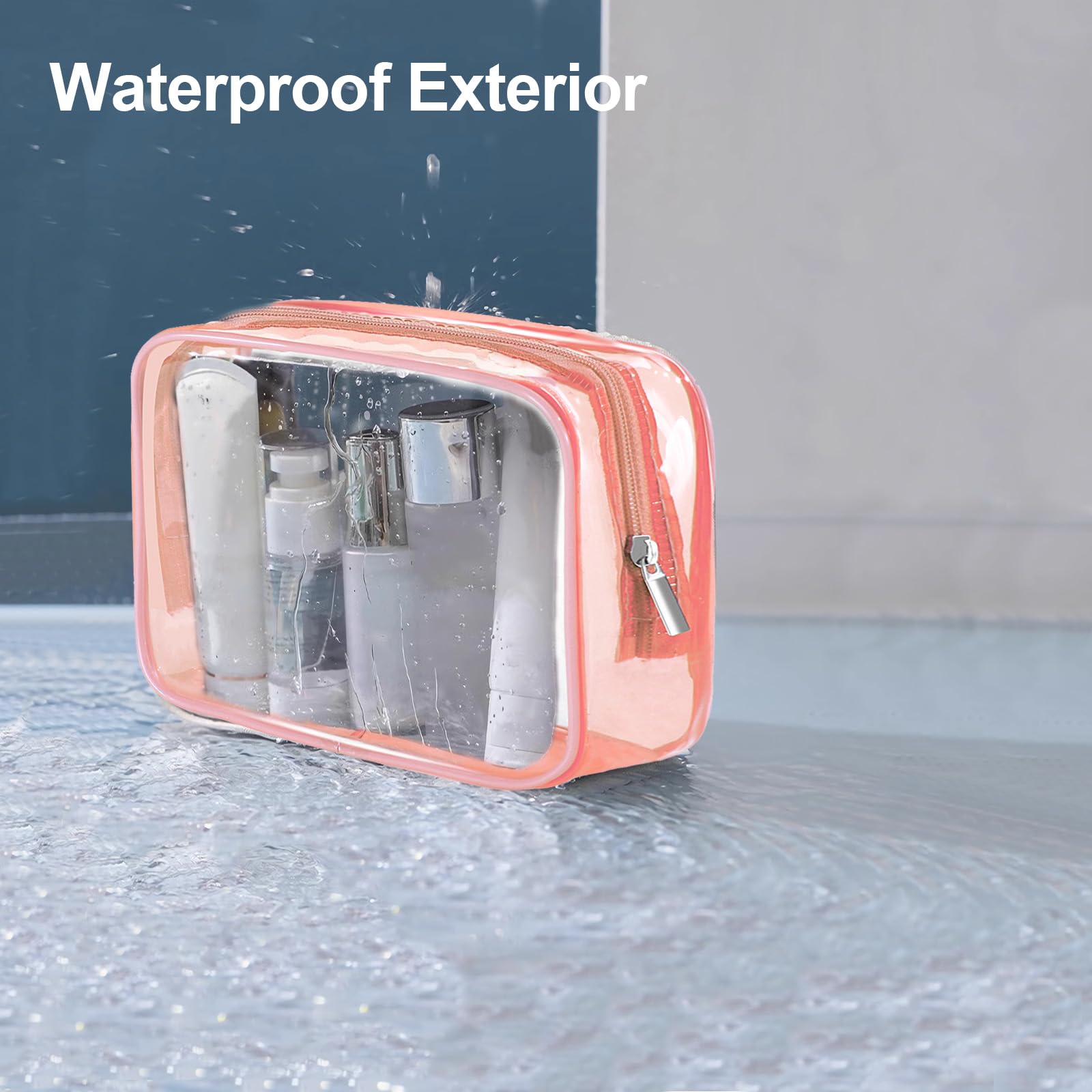 CarryEpic clear makeup bag green with transparent interior for fast item location.