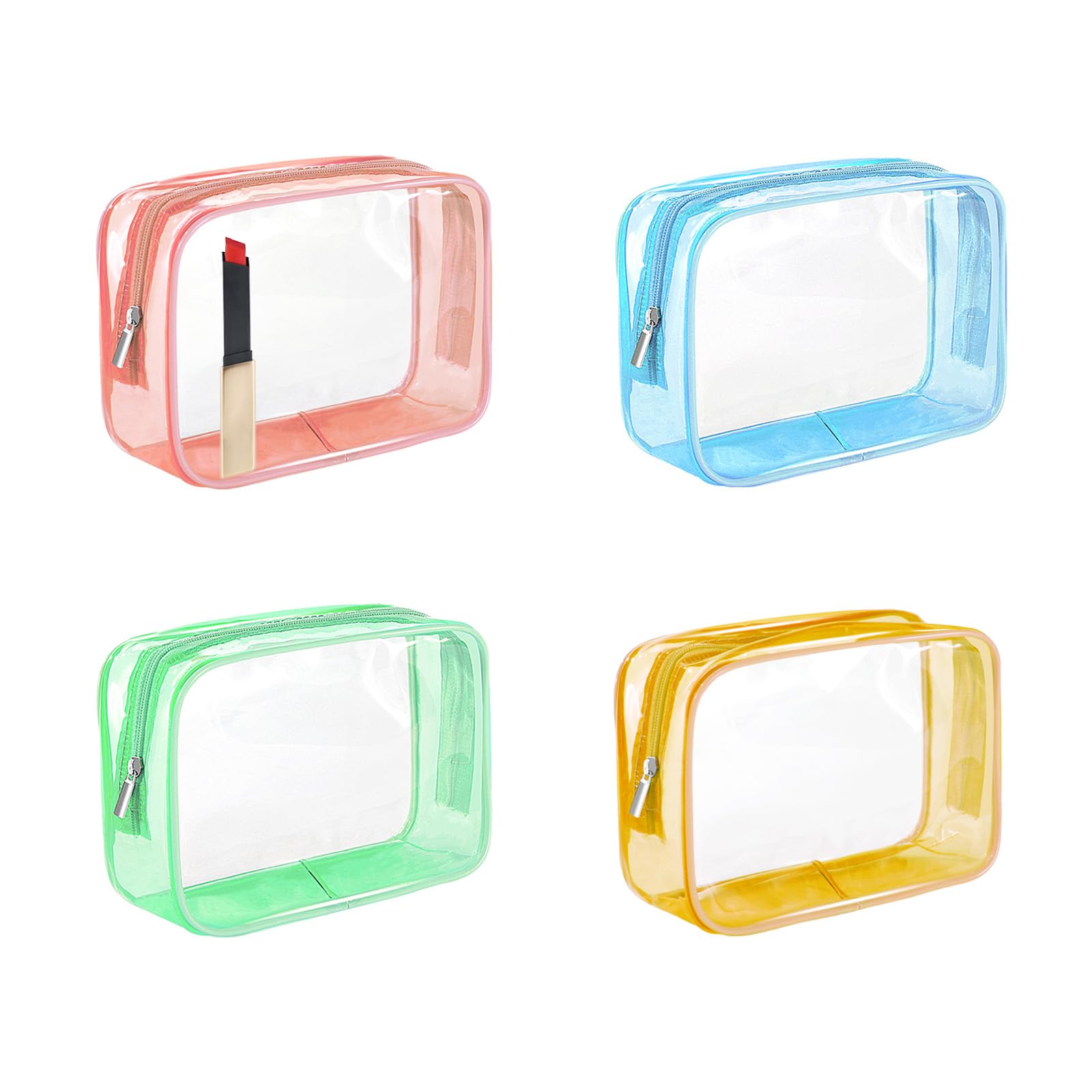 CarryEpic clear makeup bag pink with see through design for quick travel access.