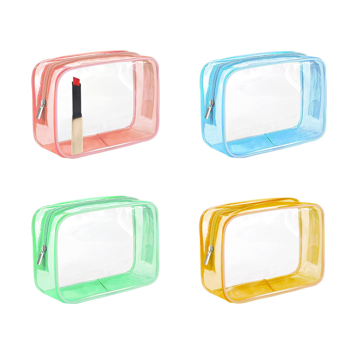 CarryEpic clear makeup bag pink with see through design for quick travel access.