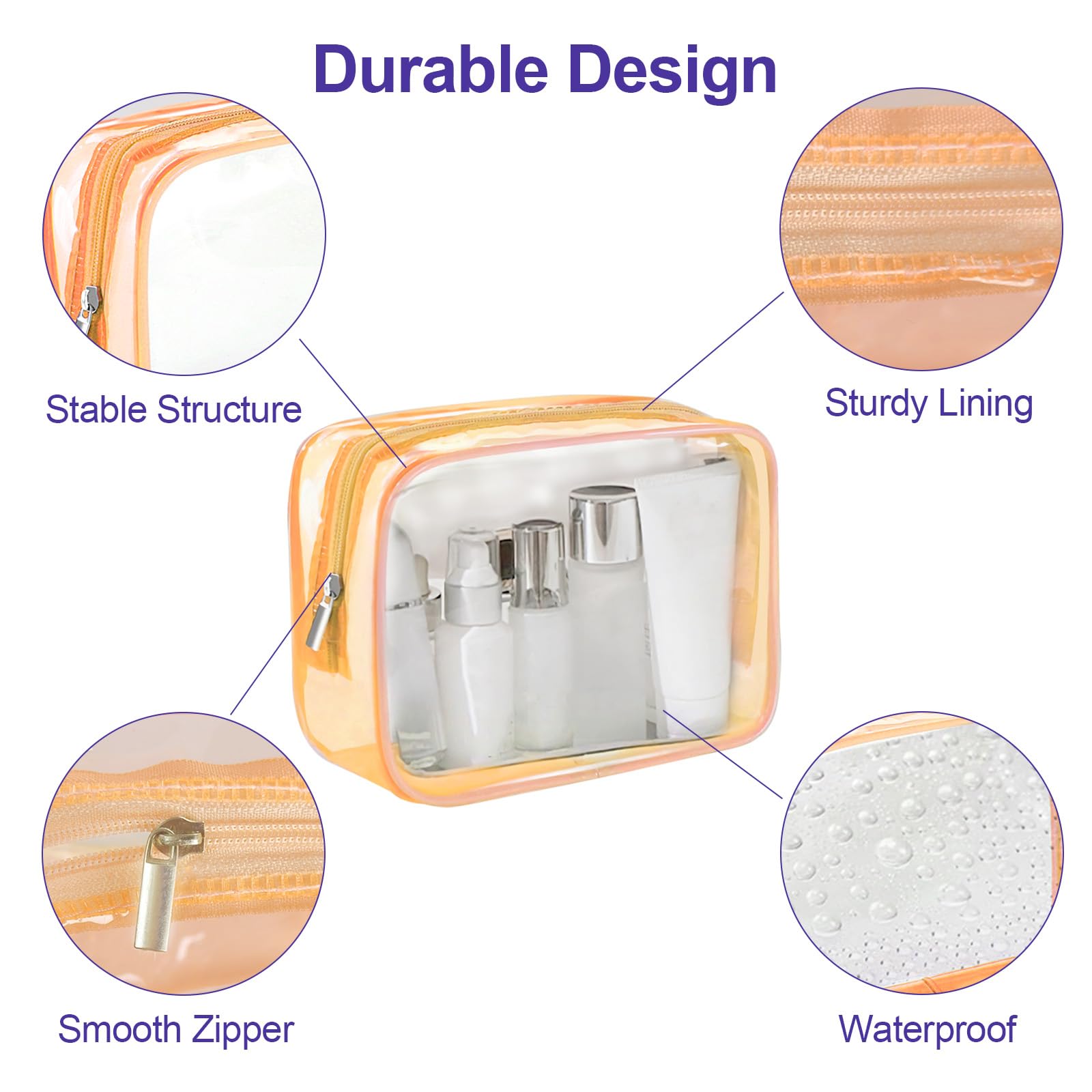 CarryEpic water resistant PVC bag withstands spills during travel.