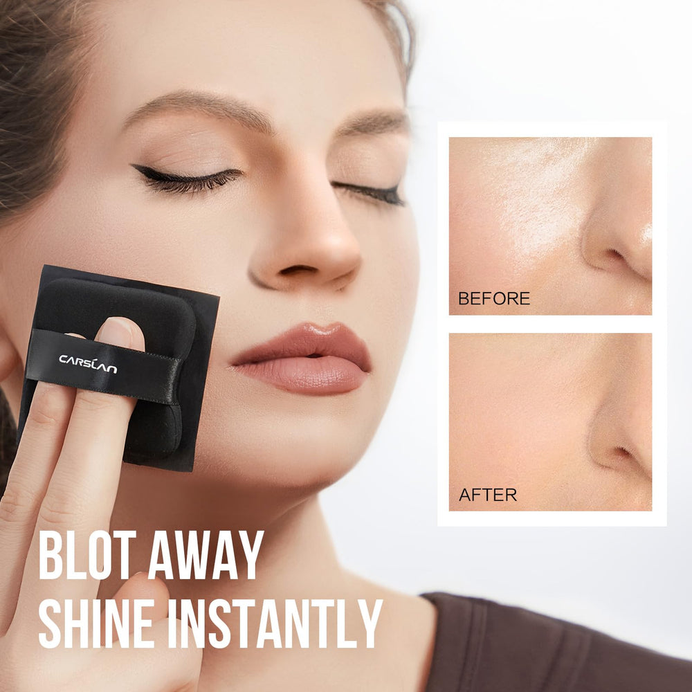 CARSLAN black magnet blotting sheets for oily skin provide portable oil control.