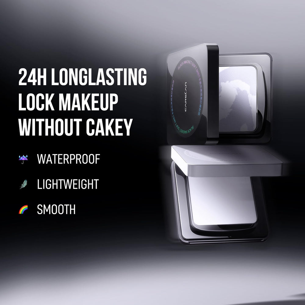 CARSLAN compact puff inside for easy on-the-go touch-ups and blotting.