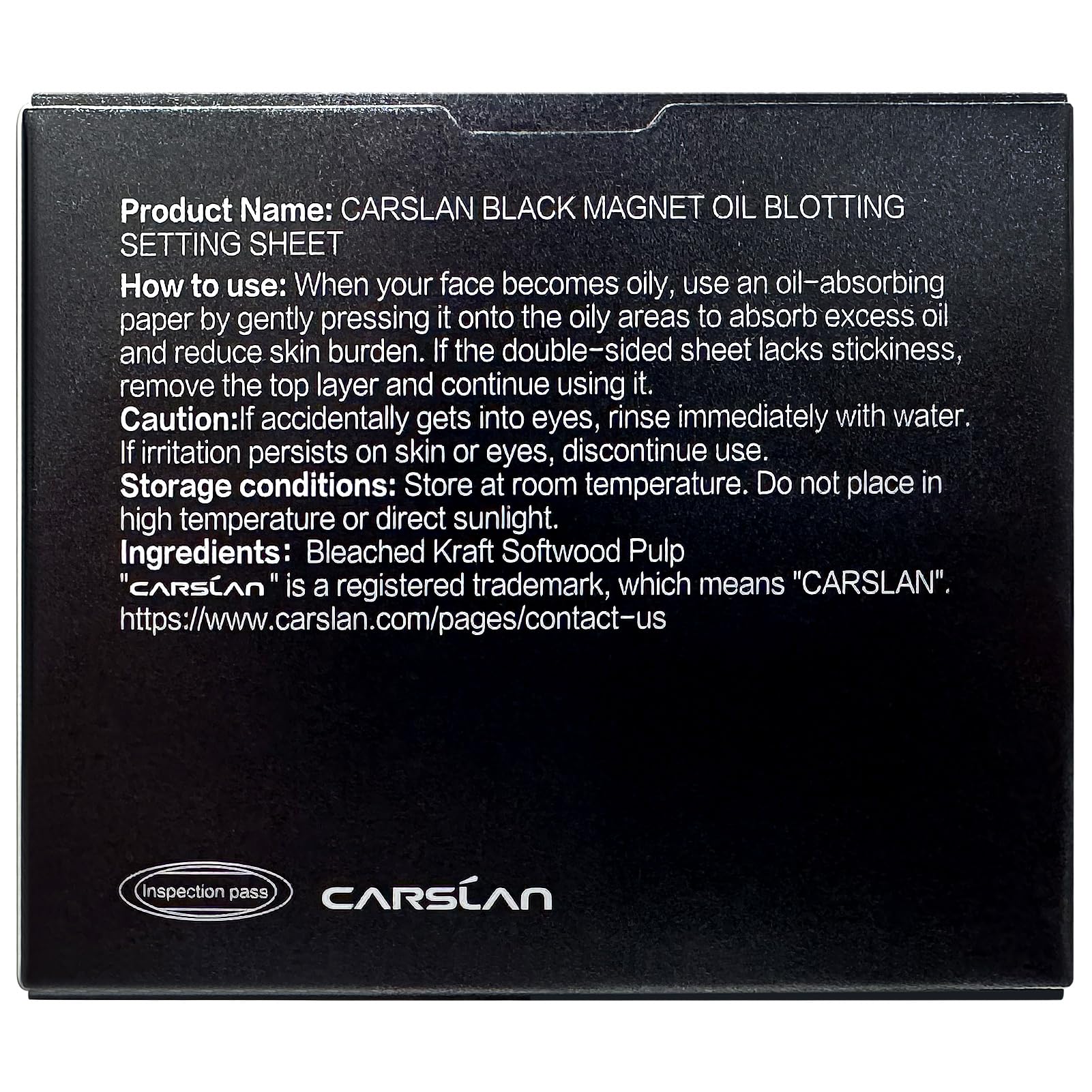 CARSLAN soft conifer-fiber blotting sheets absorb oil gently without leaving residue.