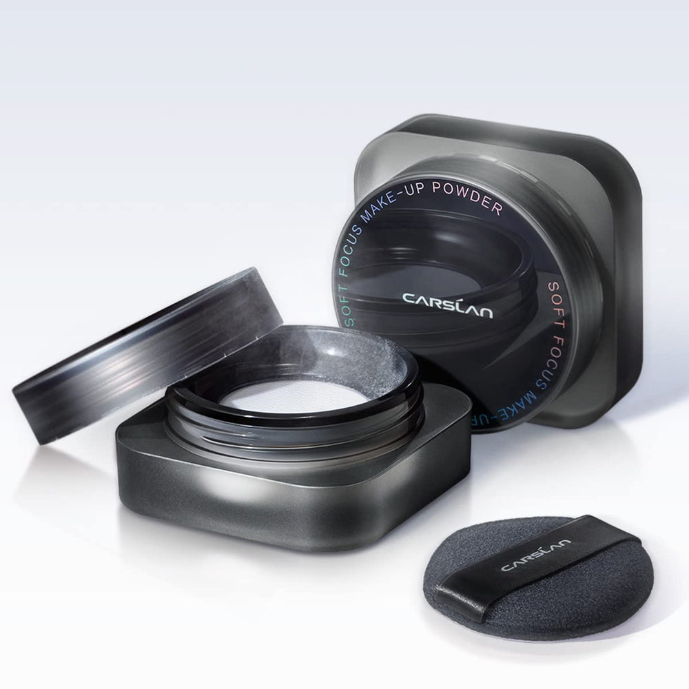 CARSLAN soft-focus powder finish shot shows shine-free, natural look.