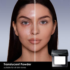 CARSLAN translucent powder compact with mirror for a seamless matte base makeup.