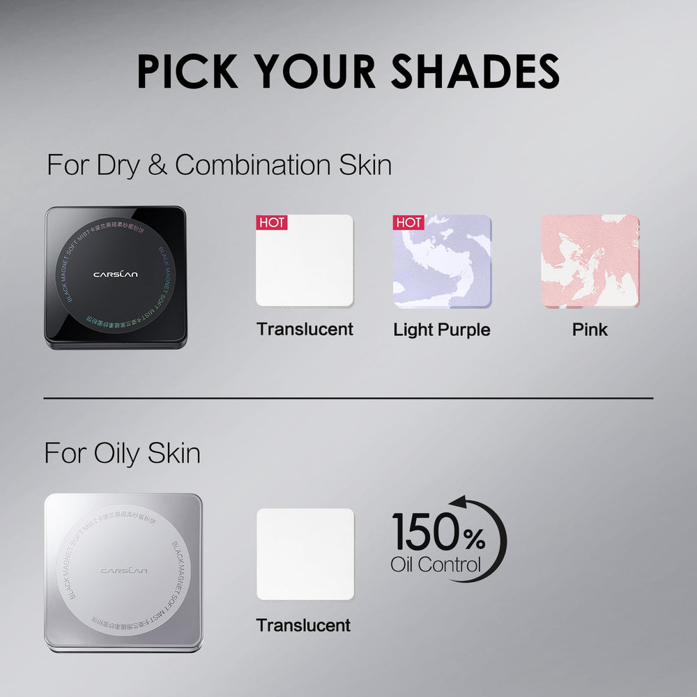 CARSLAN two-layer compact with mirror and puff for easy touch-ups