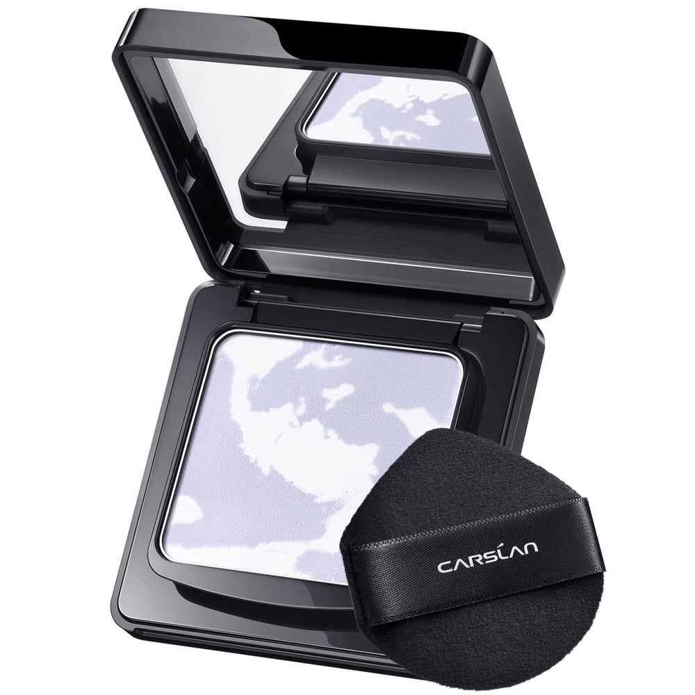 CARSLAN waterproof face pressed powder compact close-up for long-lasting matte look.