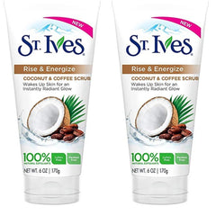 Carter's St. Ives Rise & Energize ingredients close-up highlighting coconut and caffeine for skin refresh.