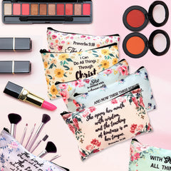 CasaPopz canvas makeup pouch with zipper closure keeps cosmetics organized on the go.