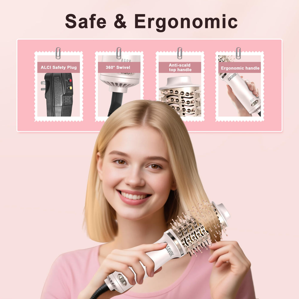Casavok negative ion coating helps reduce frizz during styling.