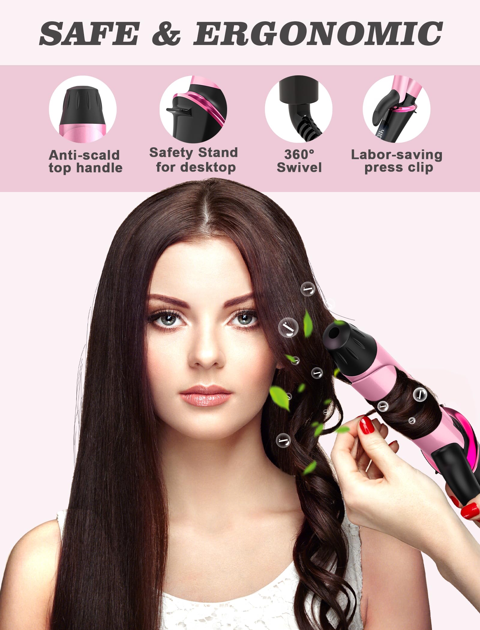 Casavok lightweight travel curling iron fits easily in a bag for portability.
