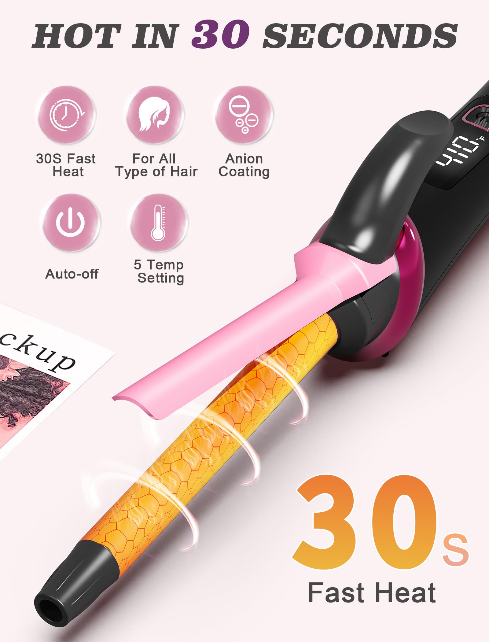 Casavok Mini Curling Iron ceramic coating protects hair during styling.