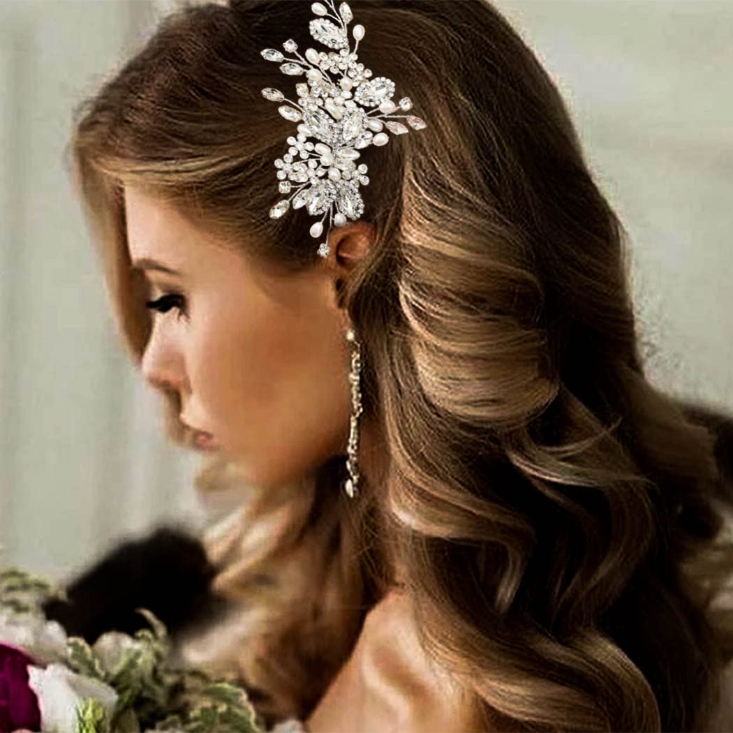 CASDRE crystal bride hair comb closeup shows shimmering rhinestones for bridal sparkle and secure fit