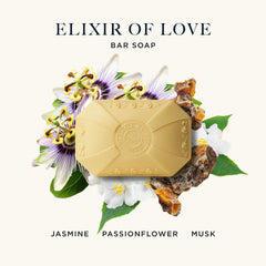 Caswell-Massey Elixir of Love bar soap embossed crest showcases vintage charm and heritage.