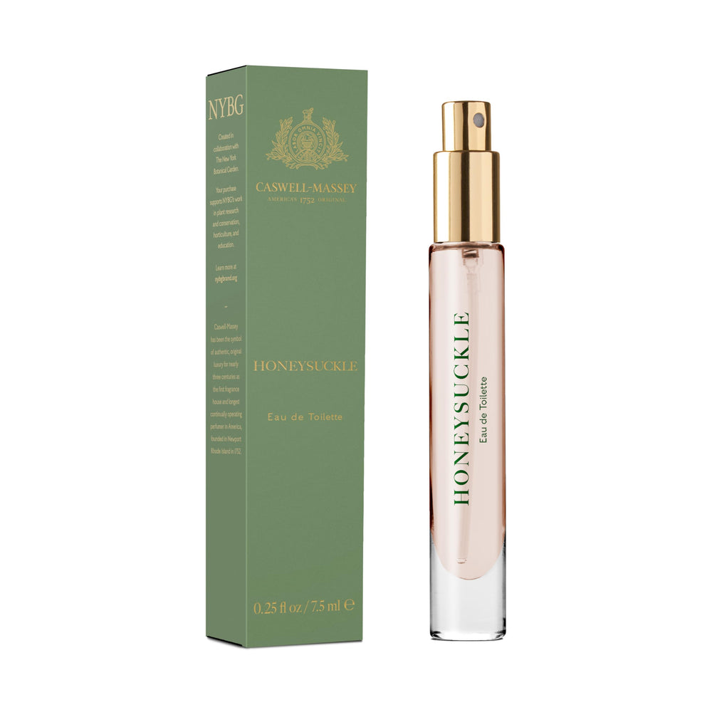 Caswell-Massey honeysuckle eau de toilette bottle ready for travel fragrance on the go