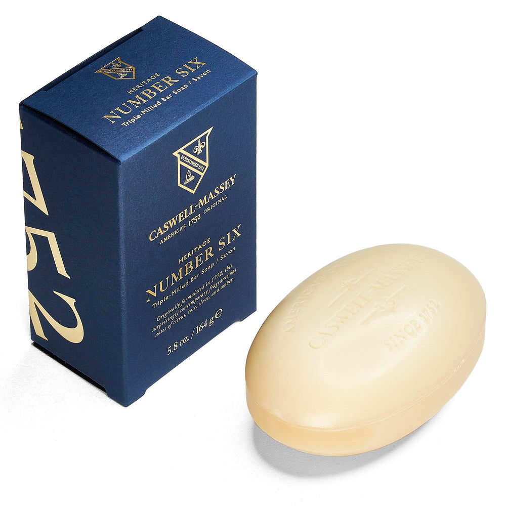 Caswell-Massey Number Six packaging, gift-ready presentation.