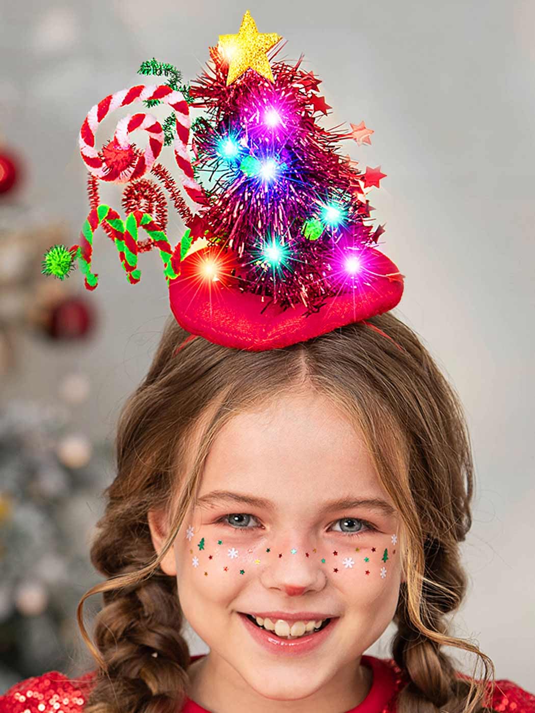 Catery LED tree headband for women adds twinkling glow to parties.