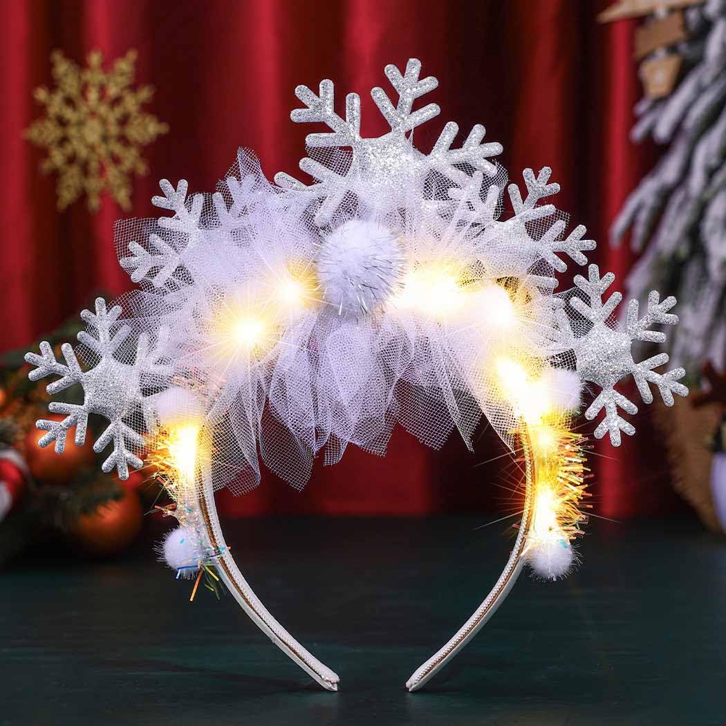 Catery light up snowflake headband glows for festive celebrations and photos