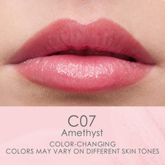 Catkin Lip Balm Amethyst swatch reveals natural pink tint with lasting moisture.