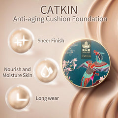 Catkin Phoenix cushion puff-application demonstrates quick, even distribution with natural finish.