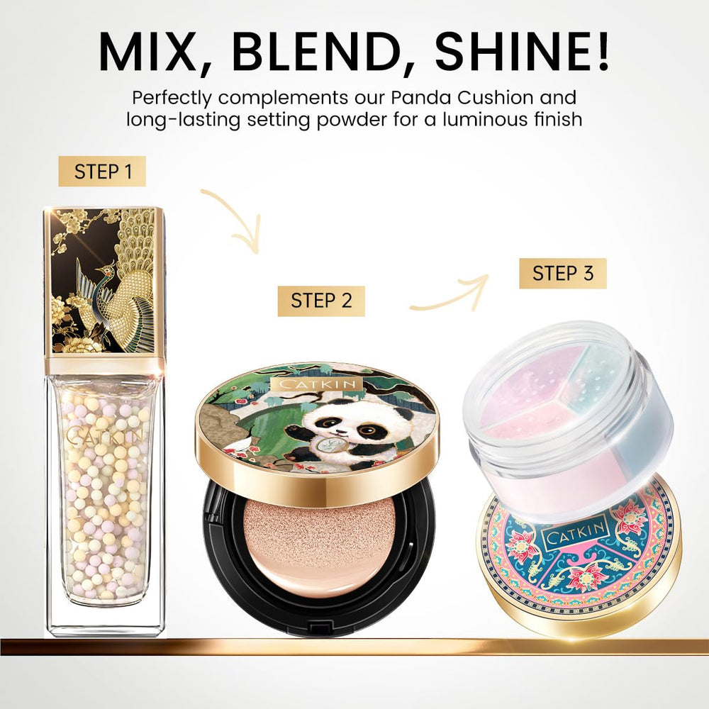 Catkin three-in-one primer provides color correction and smooth base.
