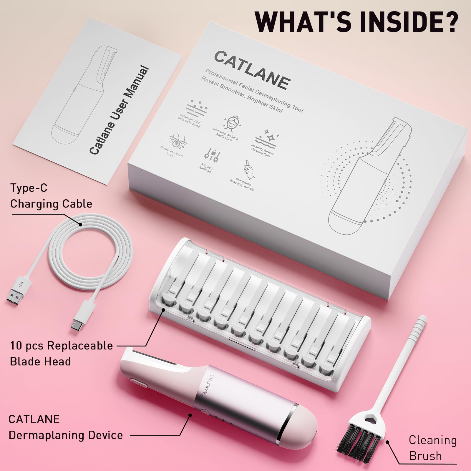 CATLANE Dermaplane face before-after glow closeup showcases radiant skin