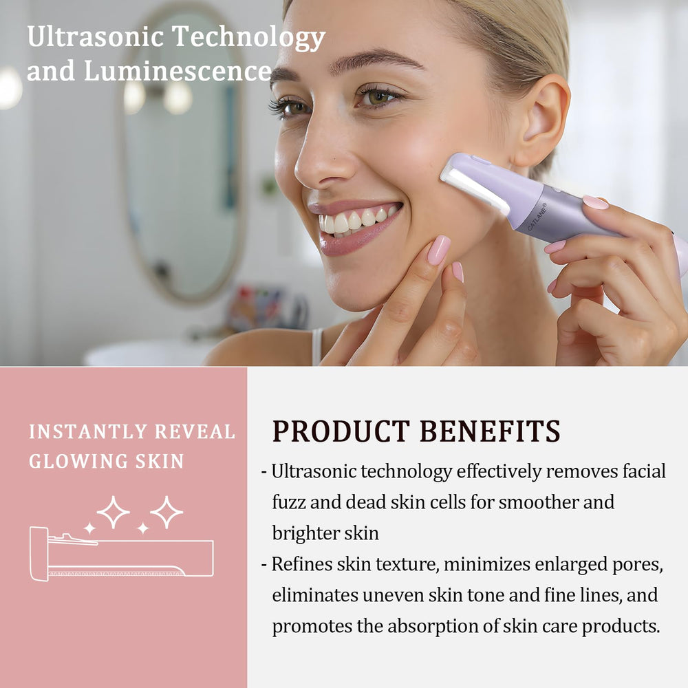 CATLANE Dermaplane Razor Twilight Purple held in hand for portable skincare on the go