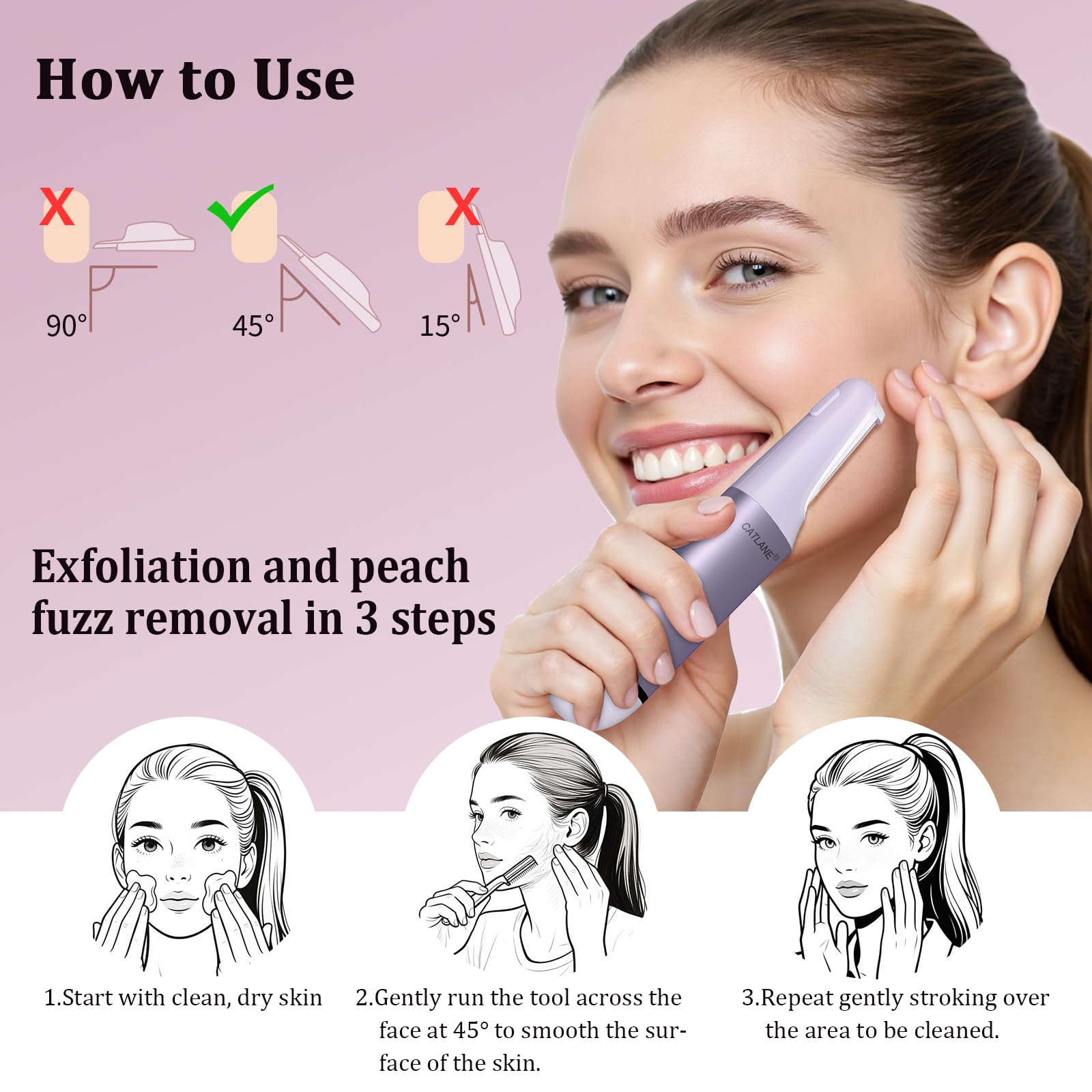 CATLANE Dermaplane Razor on vanity with Twilight Purple glow for daily routine