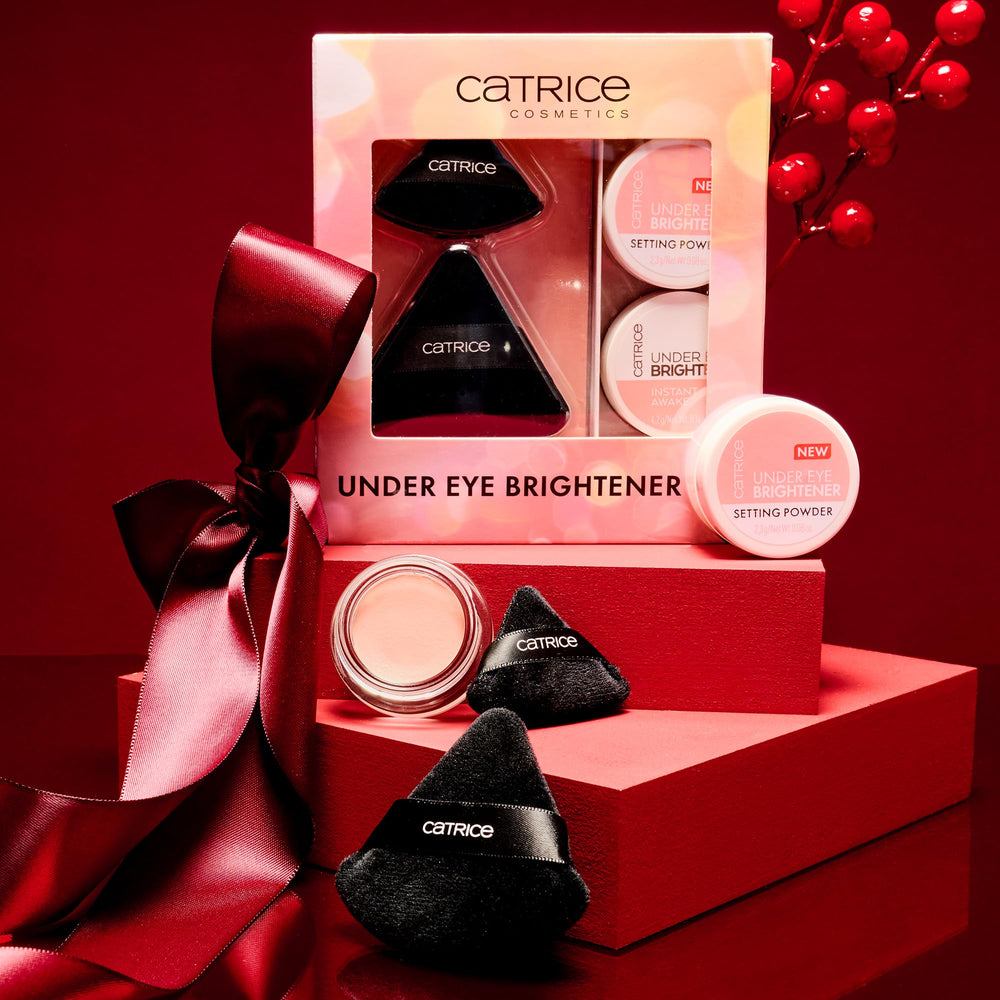 Catrice gift-ready packaging highlights holiday glow set.