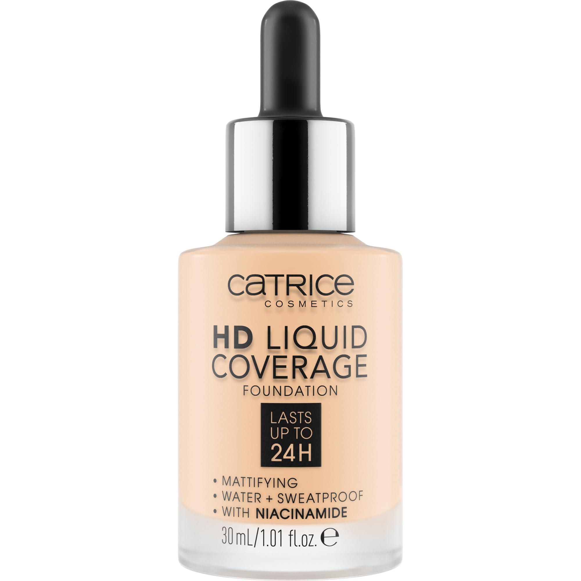 Catrice HD Liquid Coverage dropper application demonstrates controlled, buildable coverage