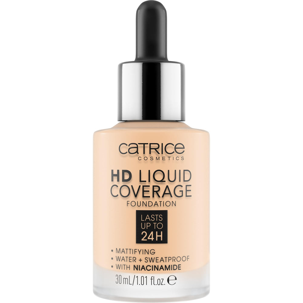 Catrice HD Liquid Coverage dropper application demonstrates controlled, buildable coverage