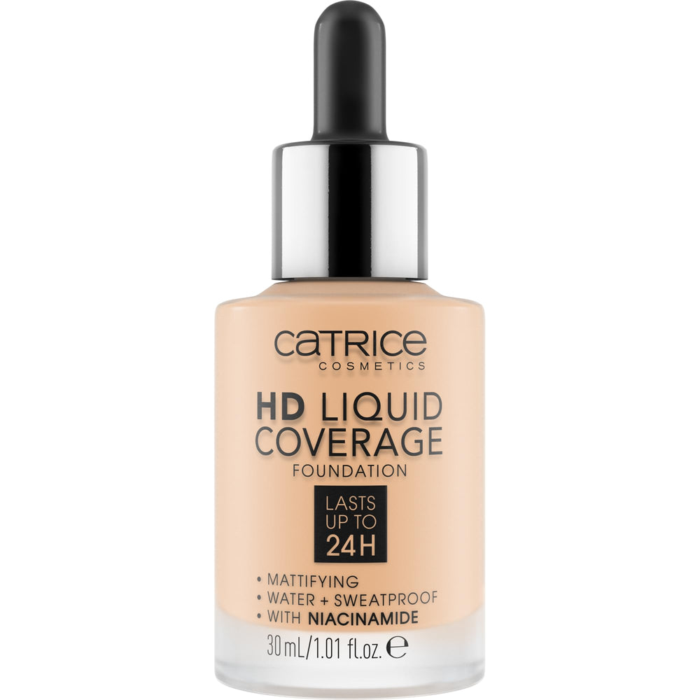 Catrice HD Liquid Coverage dropper highlights buildable coverage with precise, controllable application