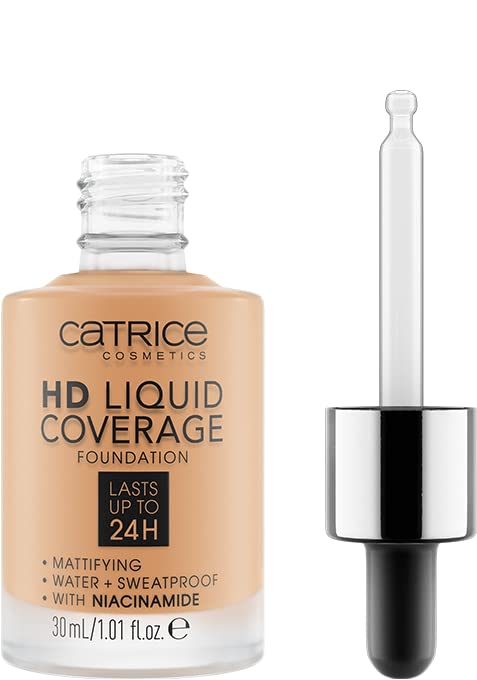 Catrice HD Liquid Coverage Foundation with dropper application for precise, mess-free base