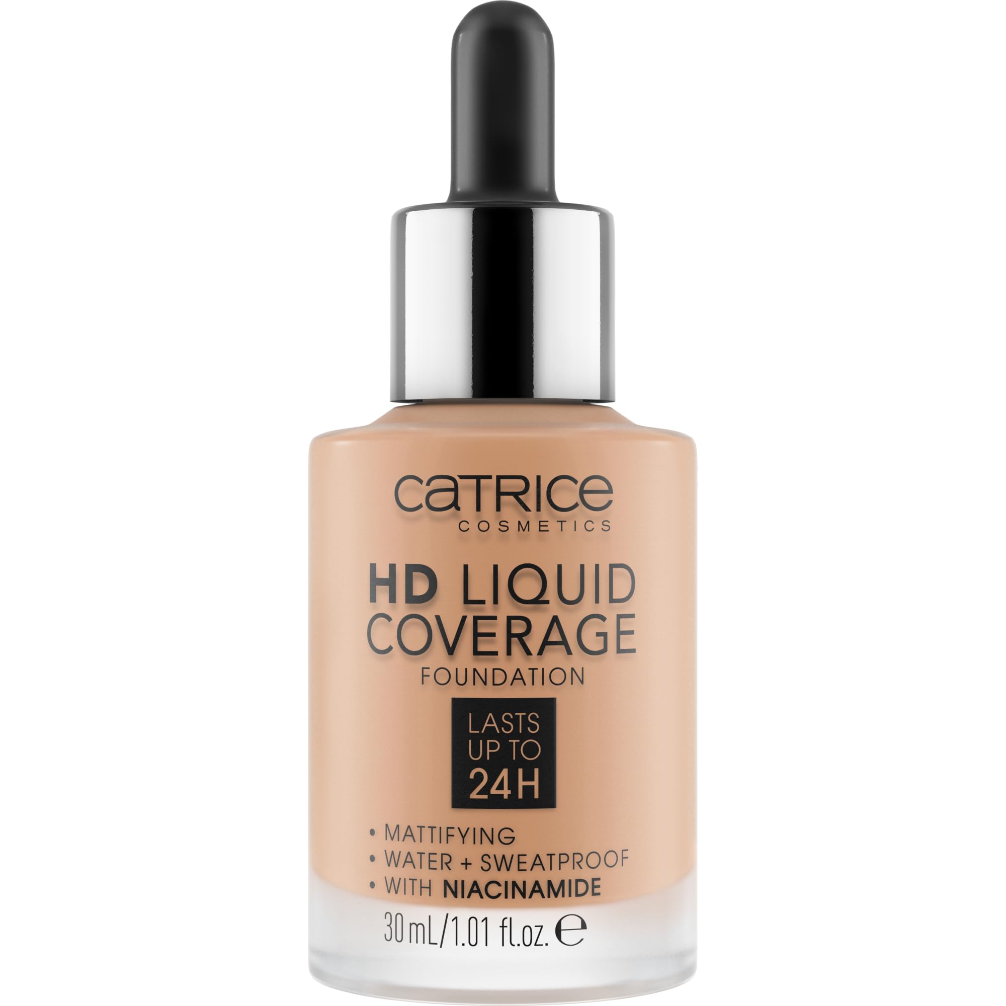 Catrice HD Liquid Coverage texture swirl shows lightweight, natural-looking finish.
