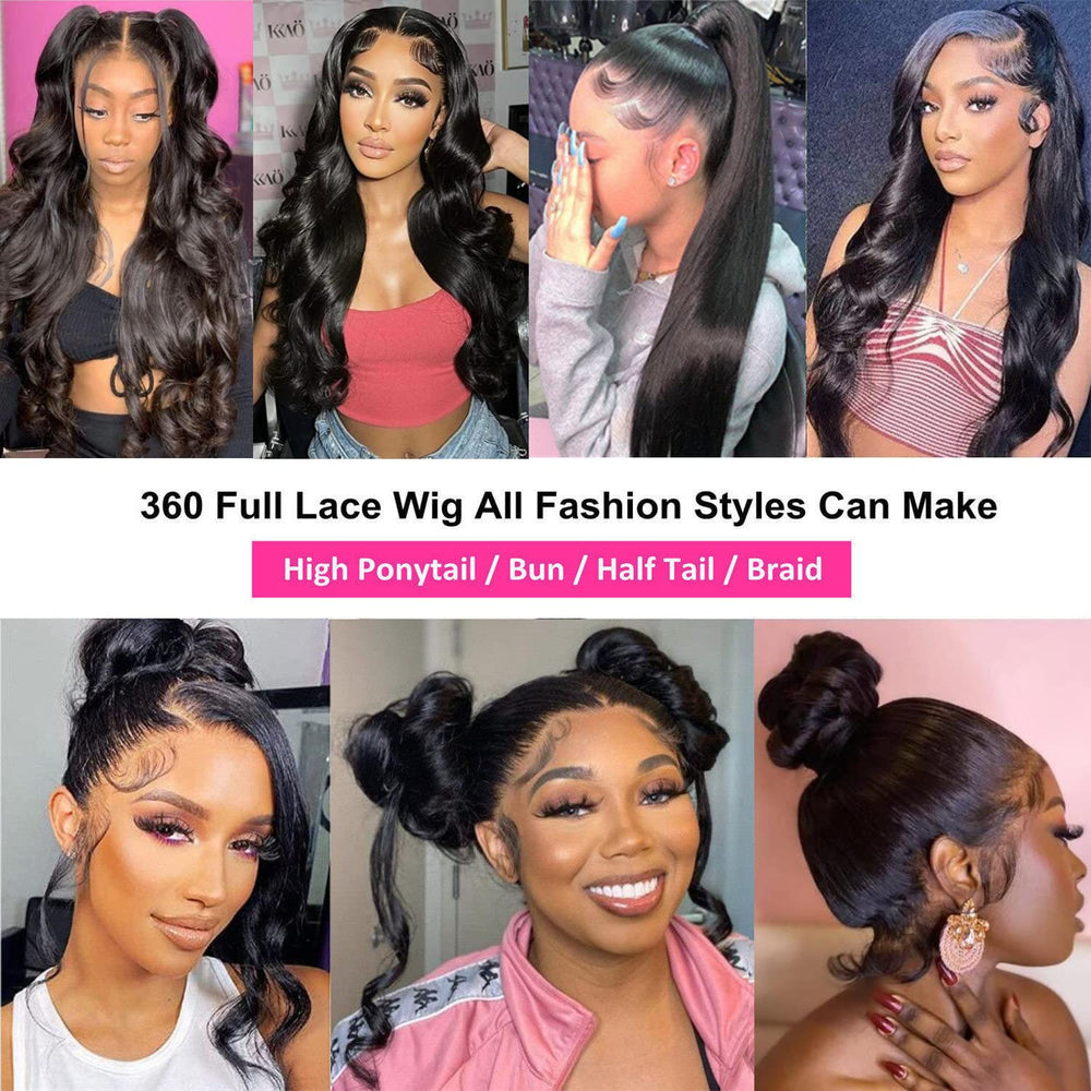Catti body wave 360 lace front wig with adjustable cap and four combs for secure wear.