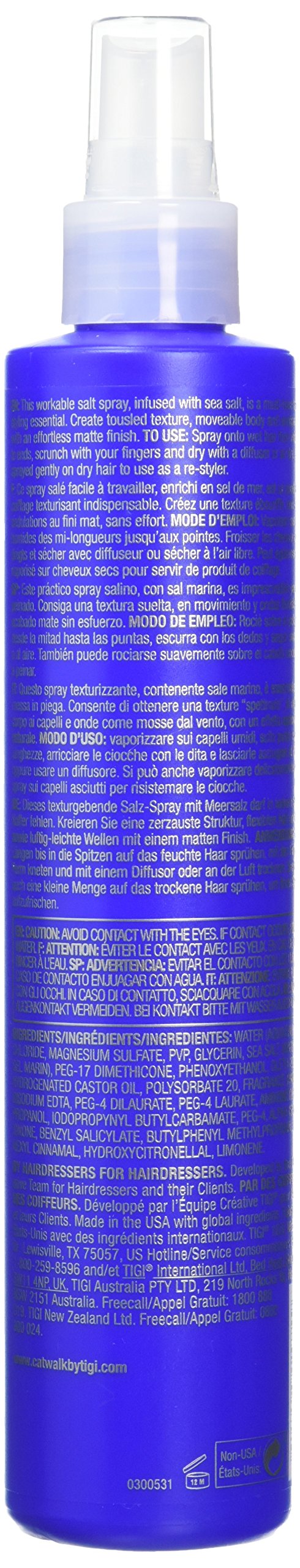 CATWALK by TIGI Texturising Salt Spray waves on damp hair for movable texture.