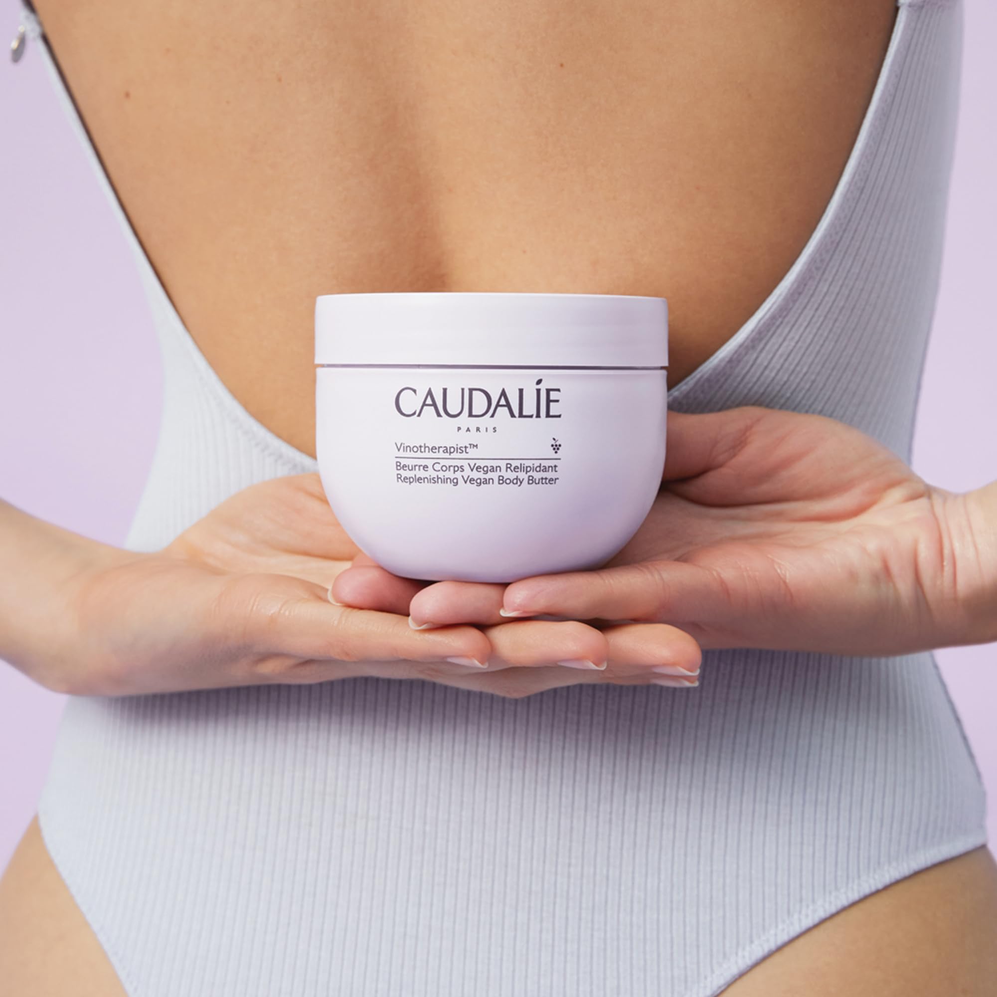 Caudalie grape-seed oil ingredient highlight illustrating antioxidant-rich nourishment.