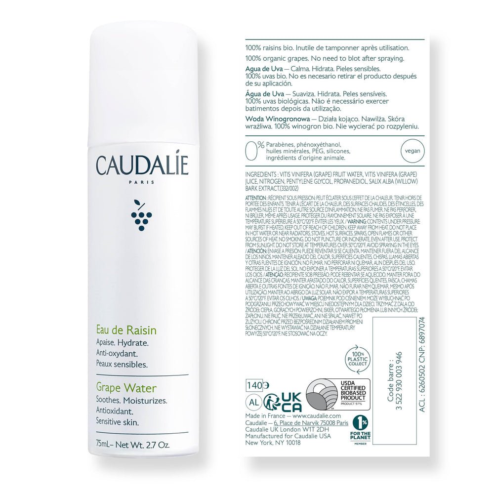 Caudalie Grape Water Mist gift-ready set appeals to hydration seekers.