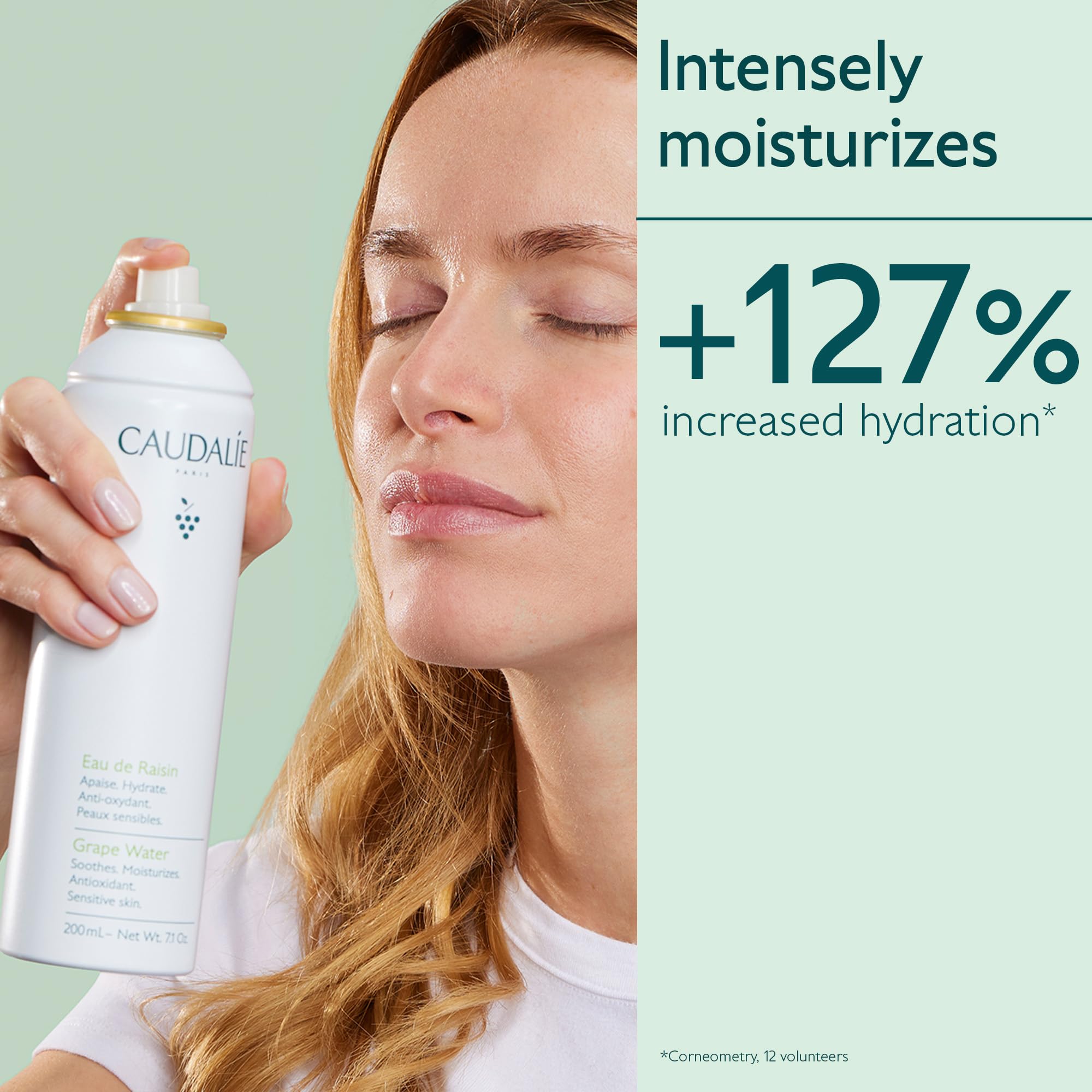 Caudalie Grape Water Mist spray application for on-the-go refresh