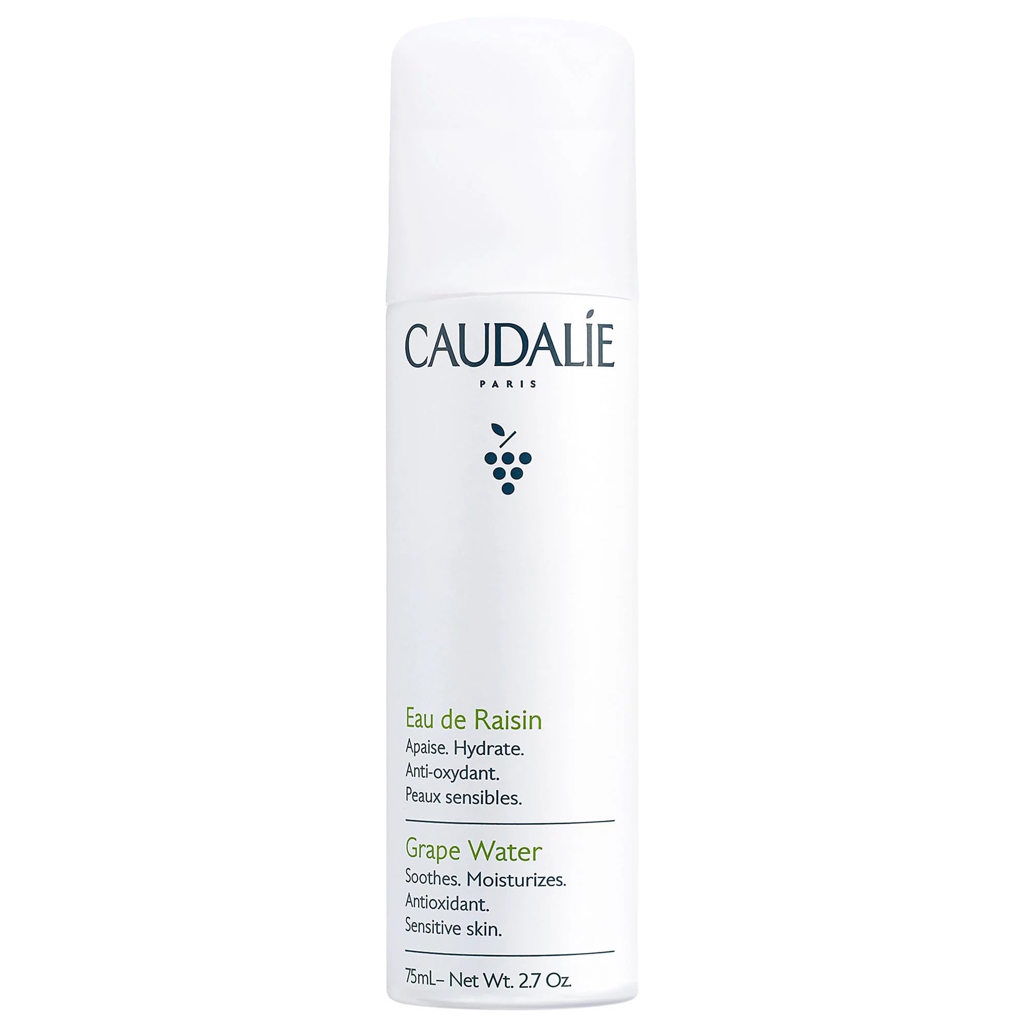 Caudalie Grape Water Mist travel-size bottle for on-the-go hydration.