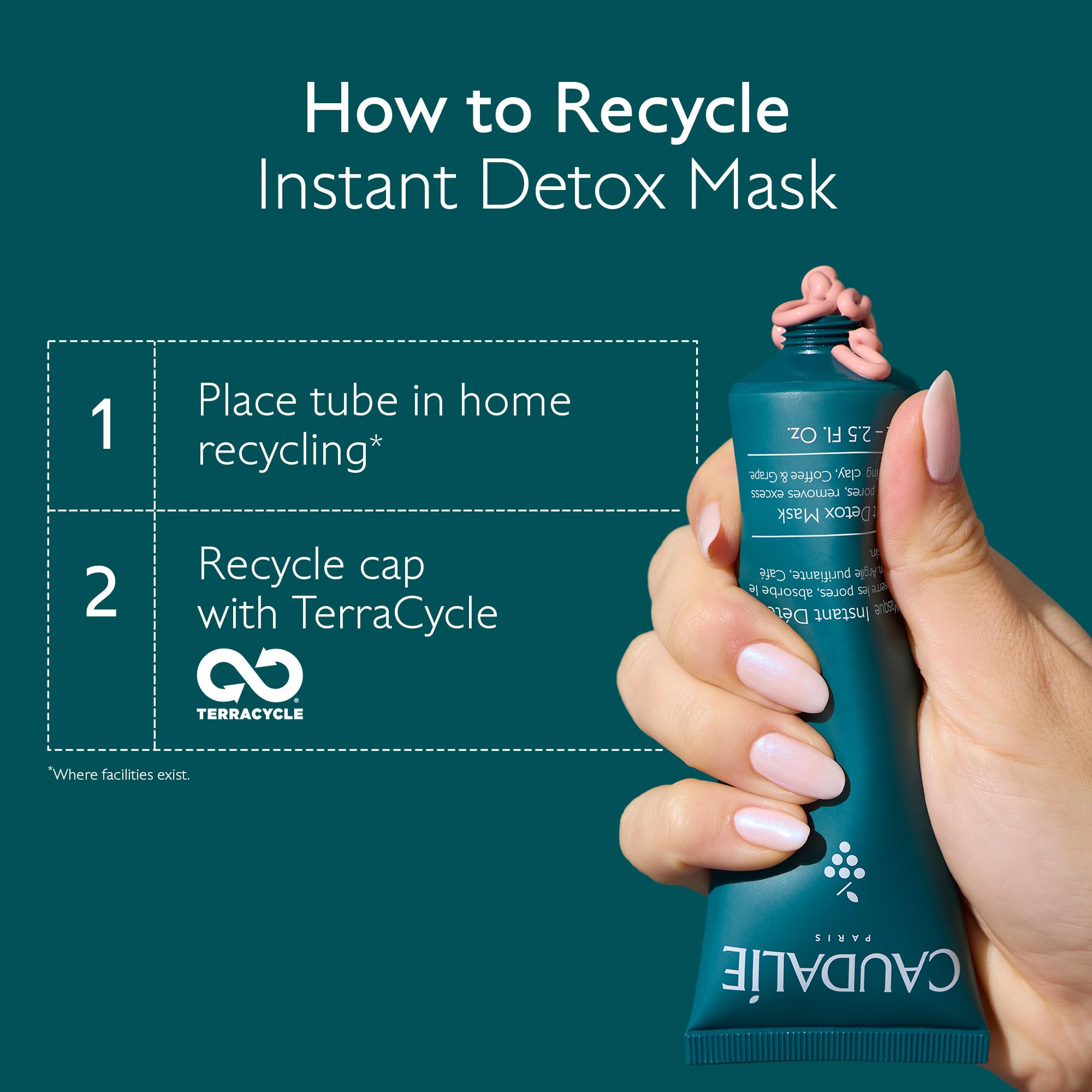 Caudalie Instant Detox Mask after ten minutes shows tighter-looking pores.